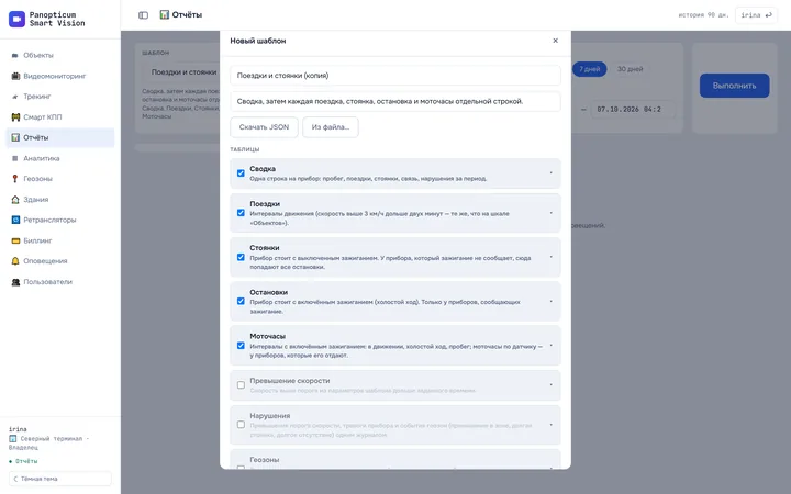 Настройка шаблона: таблицы, колонки, пороги и графики