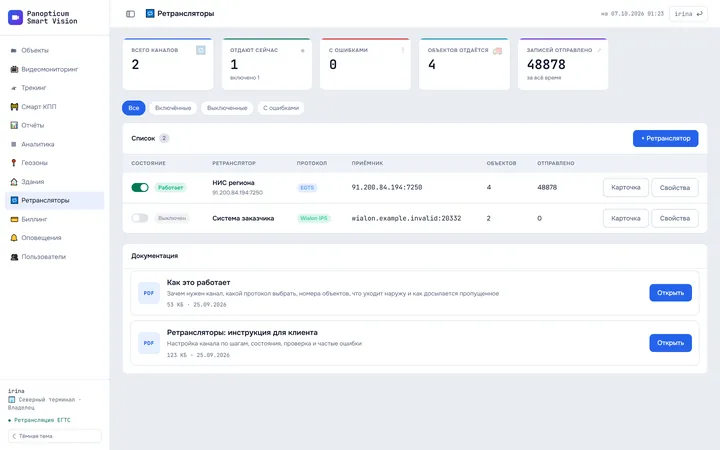 Ретрансляторы: каналы EGTS и Wialon IPS, их состояние и документация