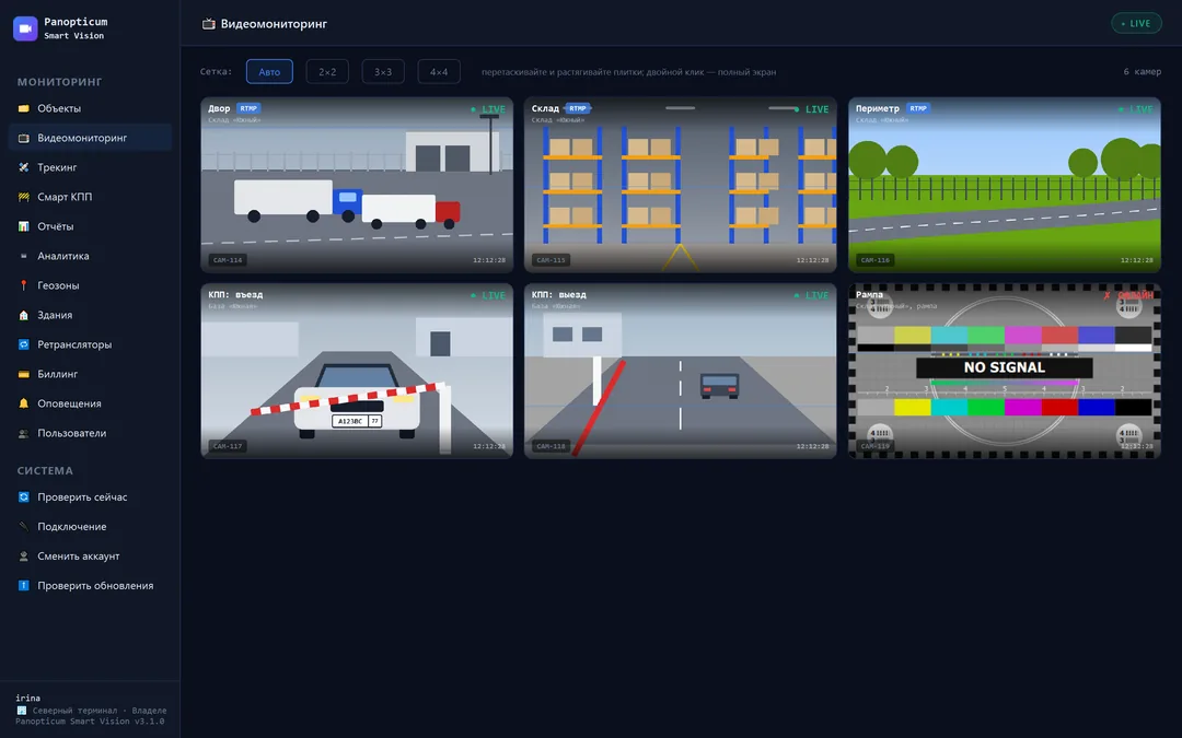 Приложение для Windows: видеостена камер, одна камера без сигнала